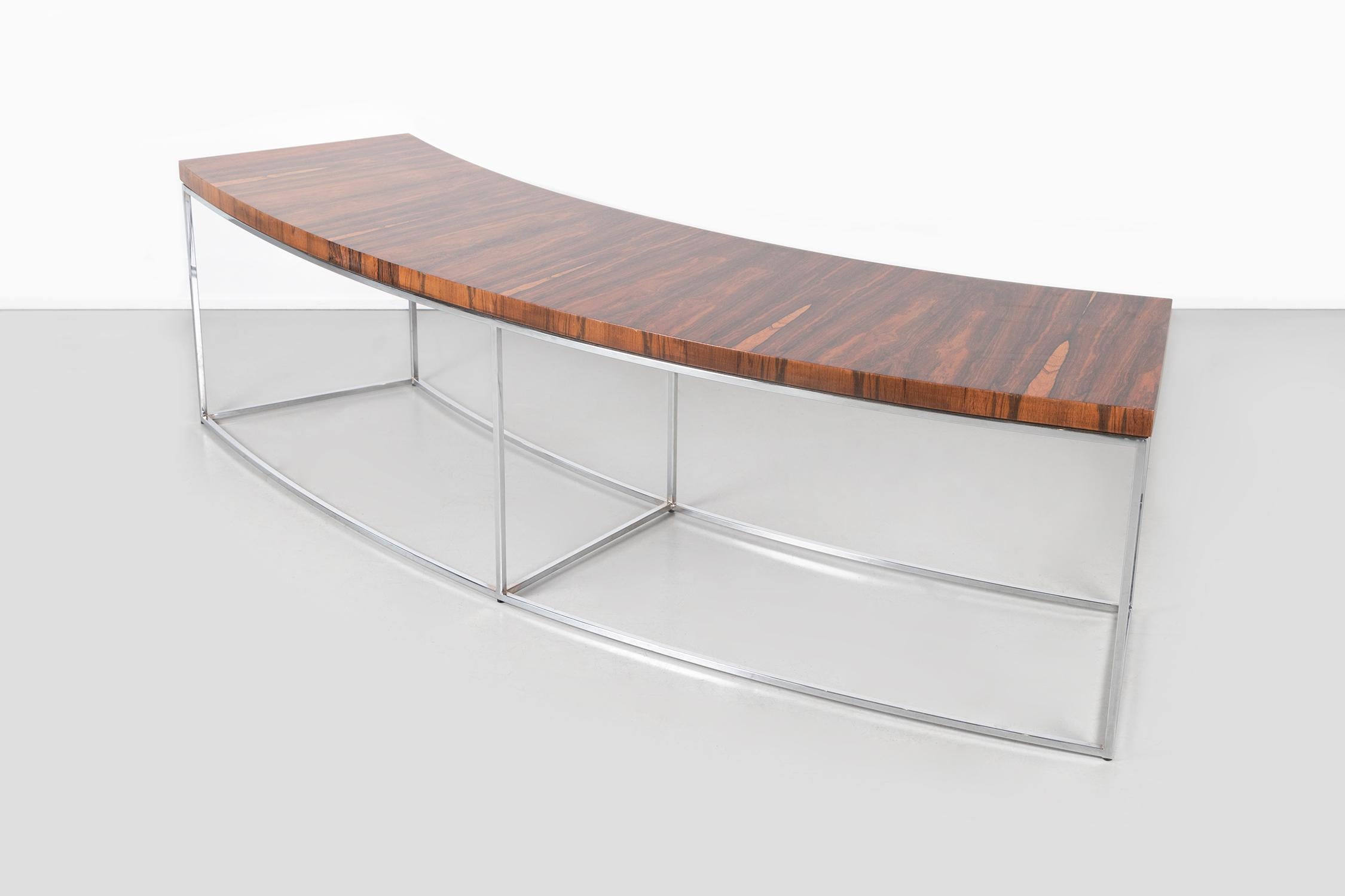 Steel Milo Baughman Mid-Century Modern Rosewood Bench, Sofa Table For Sale