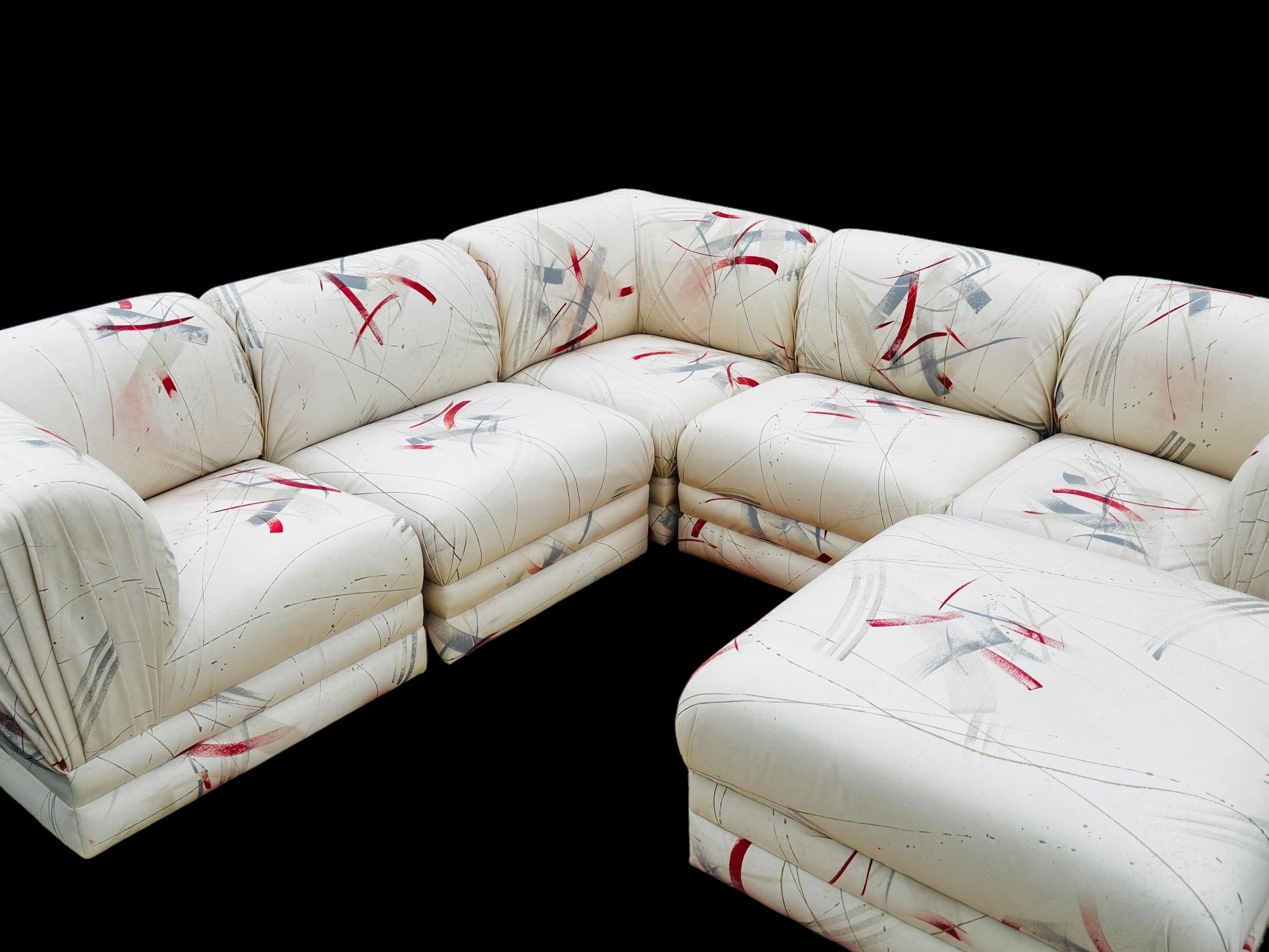 Fabric Milo Baughman Mid Century Modern Vtg Sectional Sofa Thayer Coggin 6 Piece