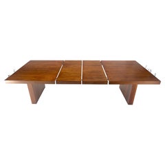 Milo Baughman Mid Century Modern Walnut Double Pedestal 72" Dining Table 2 Leafs