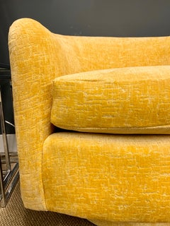 Milo Baughman Midcentury Newly Upholstered Yellow Swivel Chair
