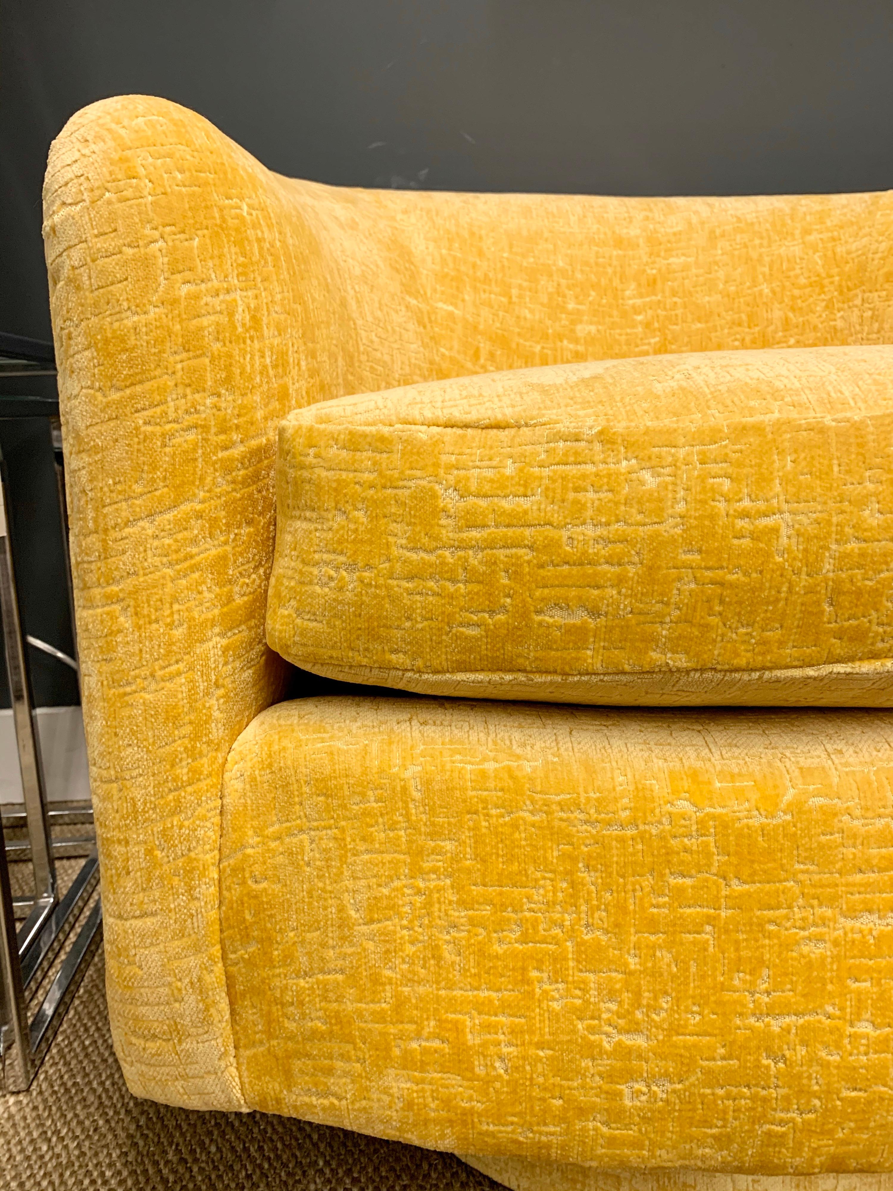 Mid-Century Modern Milo Baughman Midcentury Newly Upholstered Yellow Swivel Chair