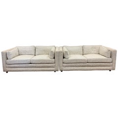 Milo Baughman Midcentury Pair of Matching Floating Loveseats Sofa