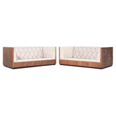 Milo Baughman Mid Century Rosewood Case Settees - Pair