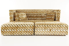 Milo Baughman Mid-Century Shelter Sofa and Ottomans
