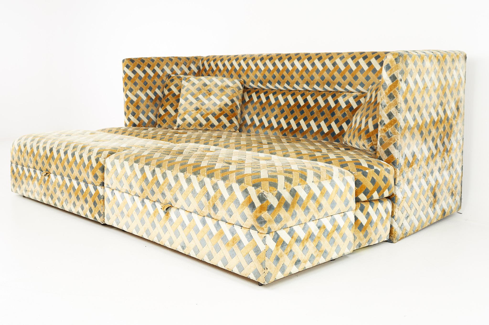 Mid-Century Modern Milo Baughman Mid-Century Shelter Sofa and Ottomans
