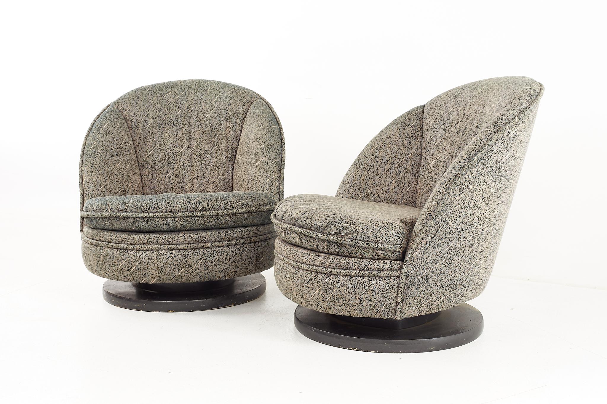 Mid-Century Modern Milo Baughman Mid Century Swivel Rocking Lounge Chairs, A Pair For Sale