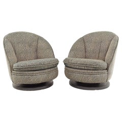 Milo Baughman Mid Century Swivel Rocking Lounge Chairs, A Pair