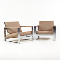 Paire de fauteuils de bar plats chromés mi-siècle Tank de Milo Baughman