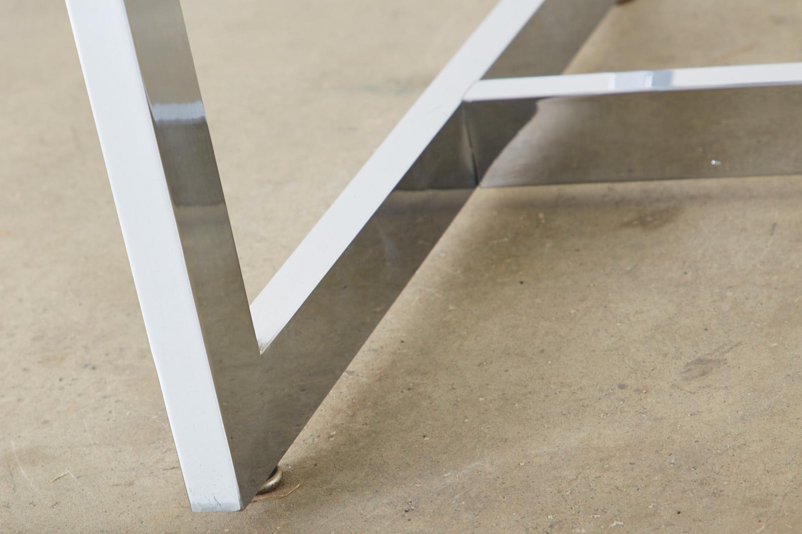 Milo Baughman Midcentury Chrome and Glass Dining Table 4