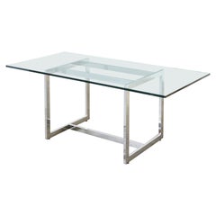 Milo Baughman Midcentury Chrome and Glass Dining Table