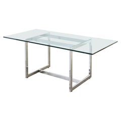 Used Milo Baughman Midcentury Chrome and Glass Dining Table