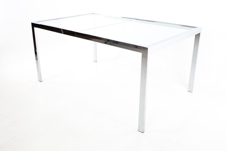 Mid-Century Modern Mid Century Chrome Expanding Dining Table For Sale