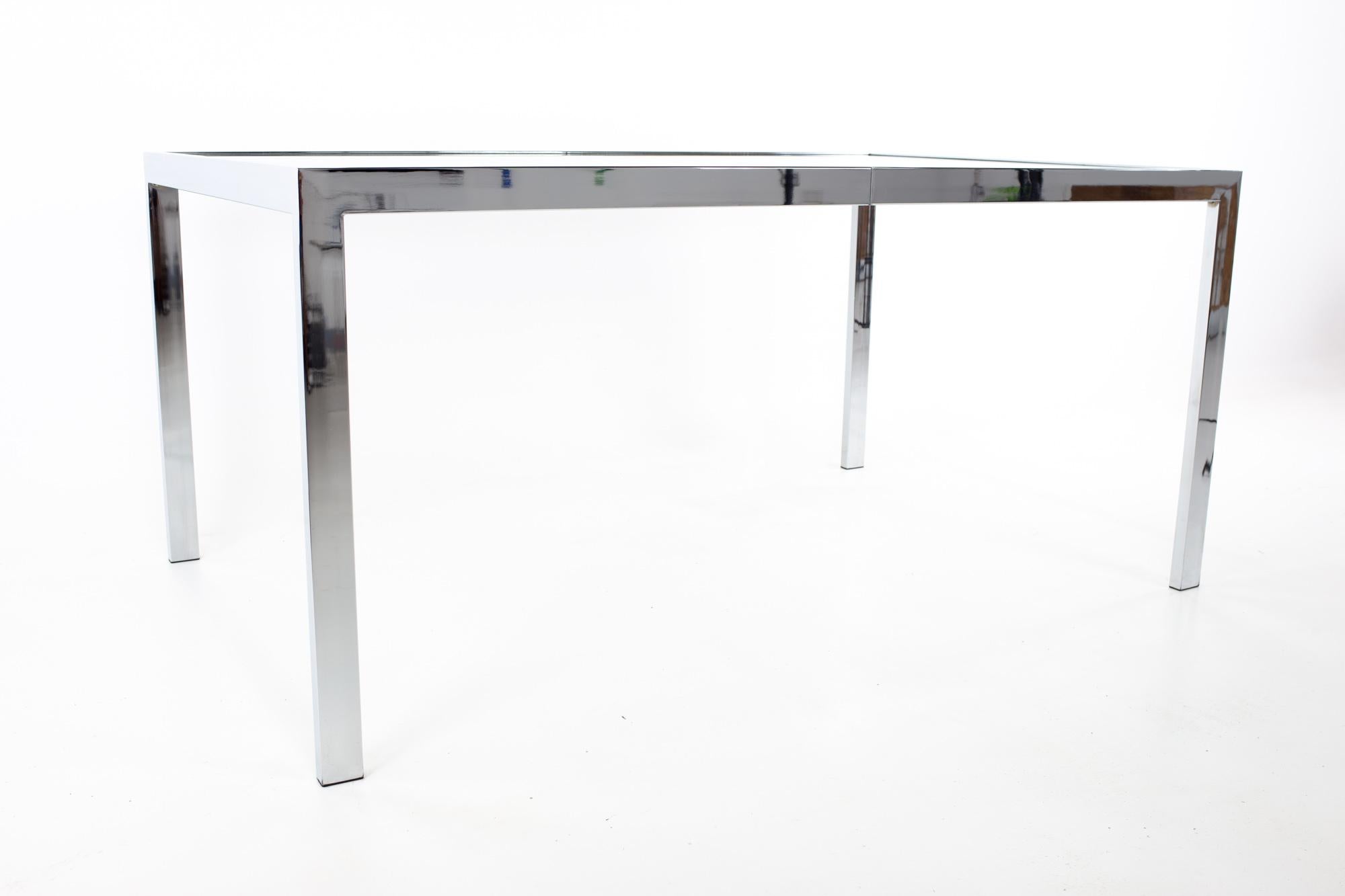 Glass Mid Century Chrome Expanding Dining Table