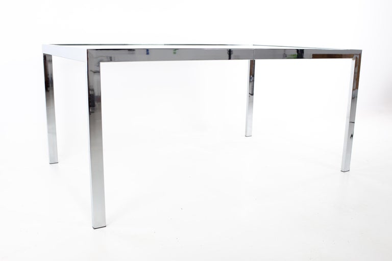 Mid Century Chrome Expanding Dining Table For Sale 2