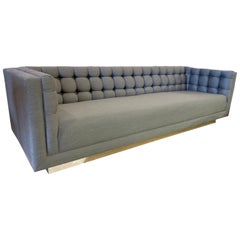 Vintage Milo Baughman Midcentury Gray Chesterfield Floating Sofa