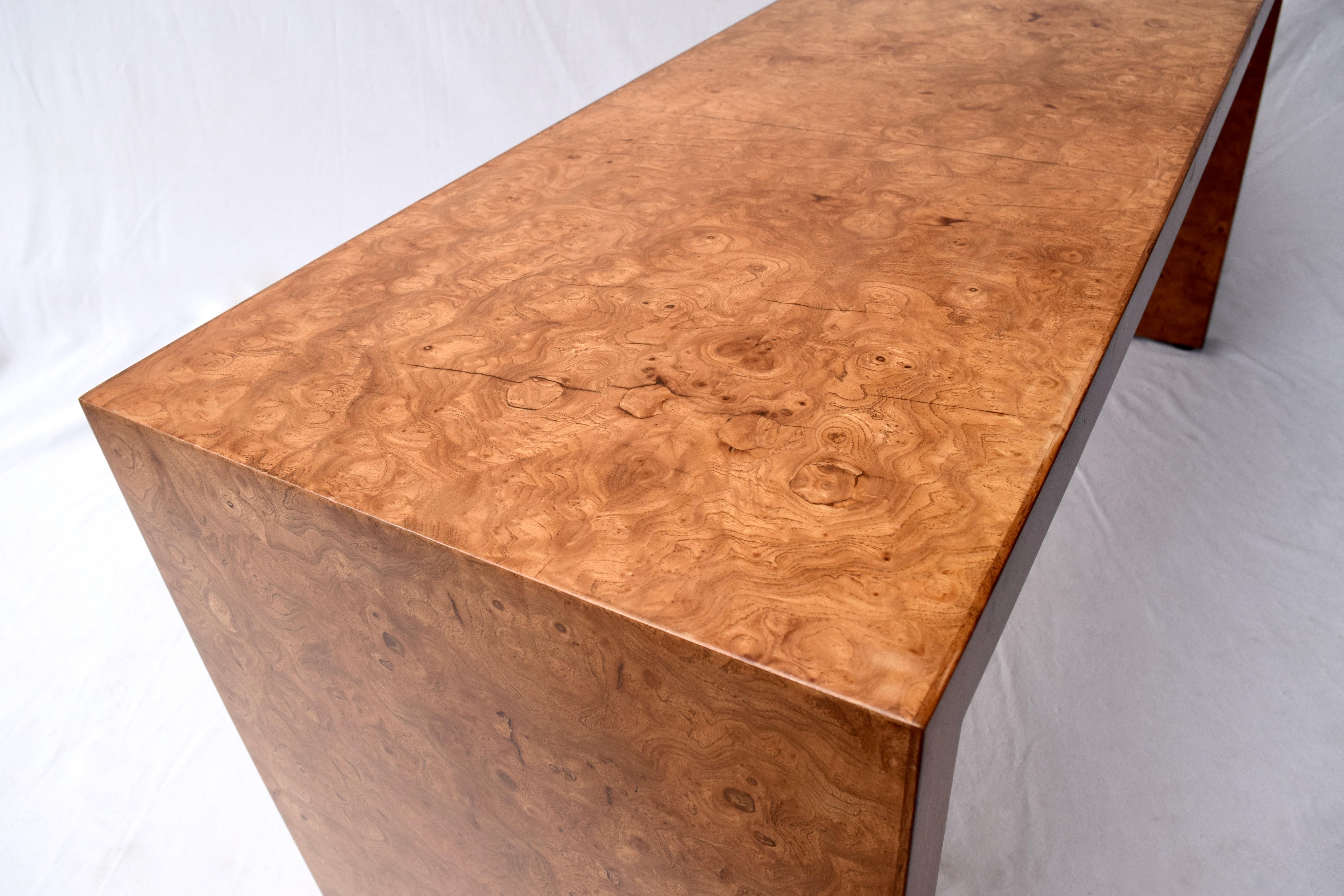 20th Century Milo Baughman Mid-Century Modern Burl Wood Console Parsons Sofa Table, USA 1970s