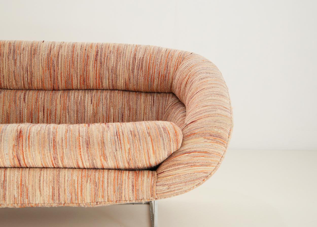 Mid-Century Modern Milo Baughman Midcentury Orange Fabric and Steel American 
