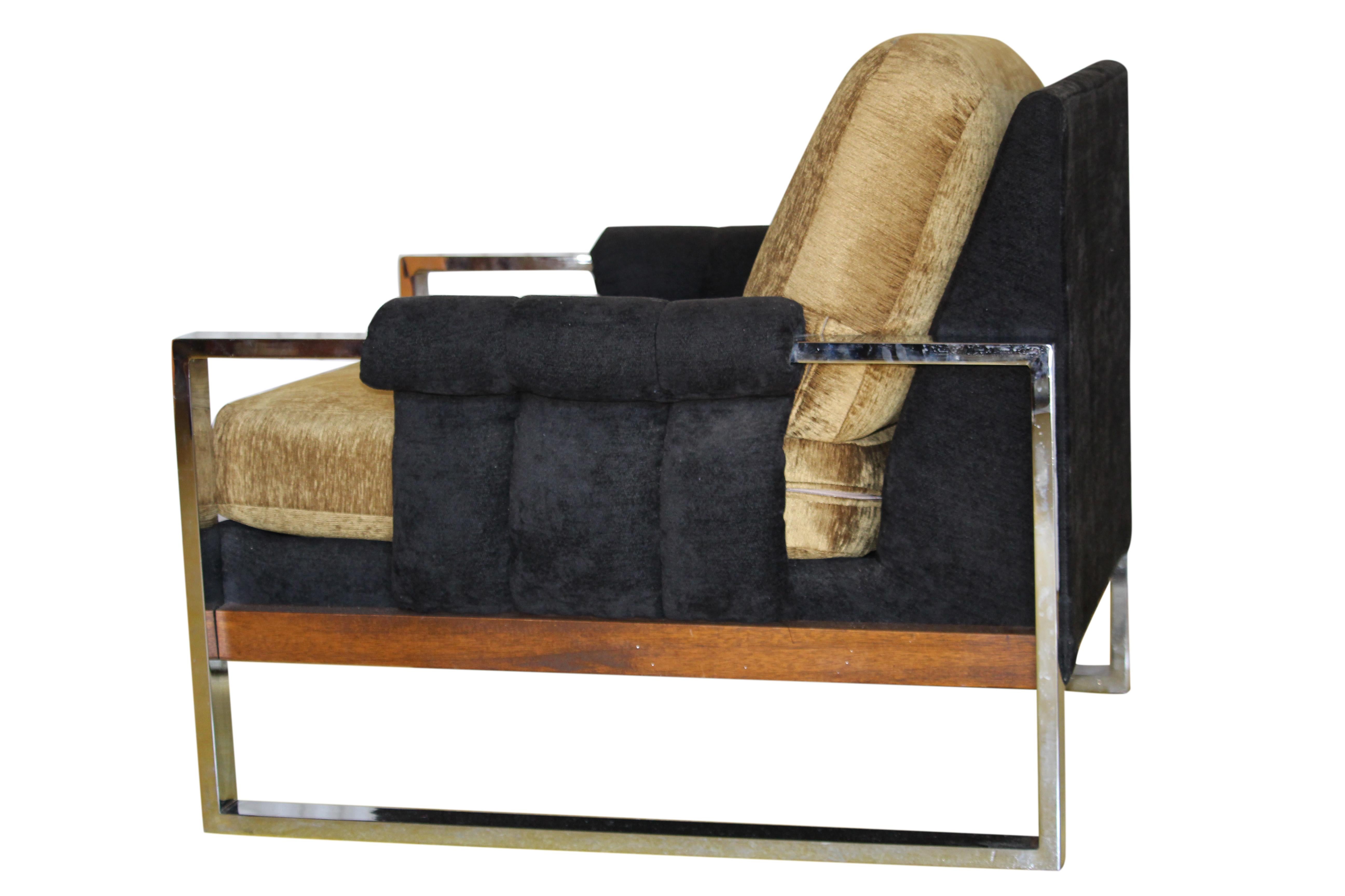 20th Century Milo Baughman Mirrored Chrome Lounge Chair For Sale