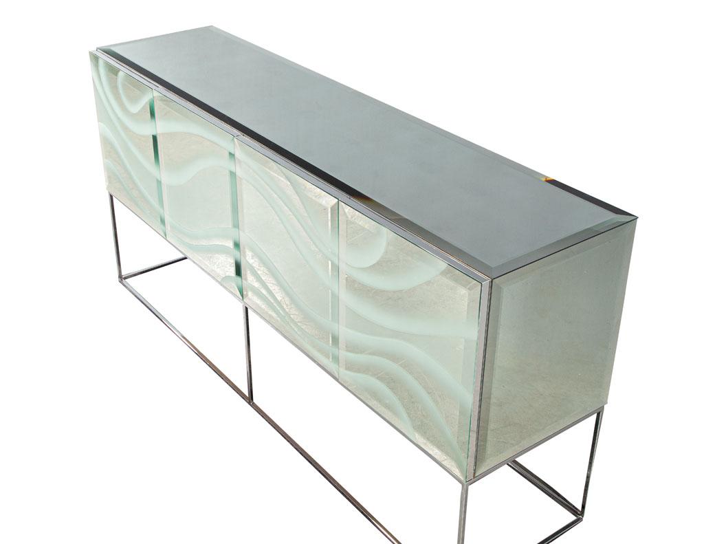 Milo Baughman Mirrored Sideboard Buffet Console by Thayer Coggin In Good Condition In North York, ON
