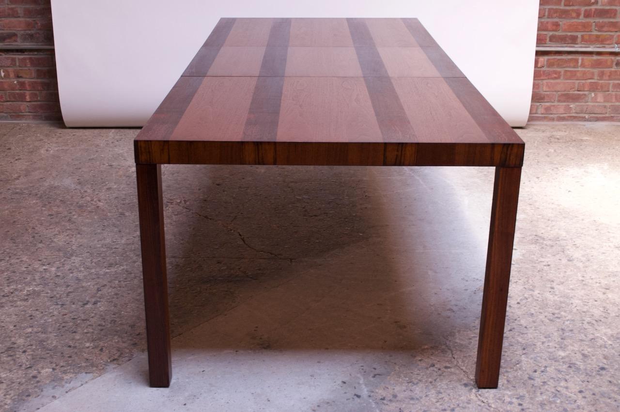 Danish Milo Baughman Attributed Mixed Wood Expandable Dining Table for Directional