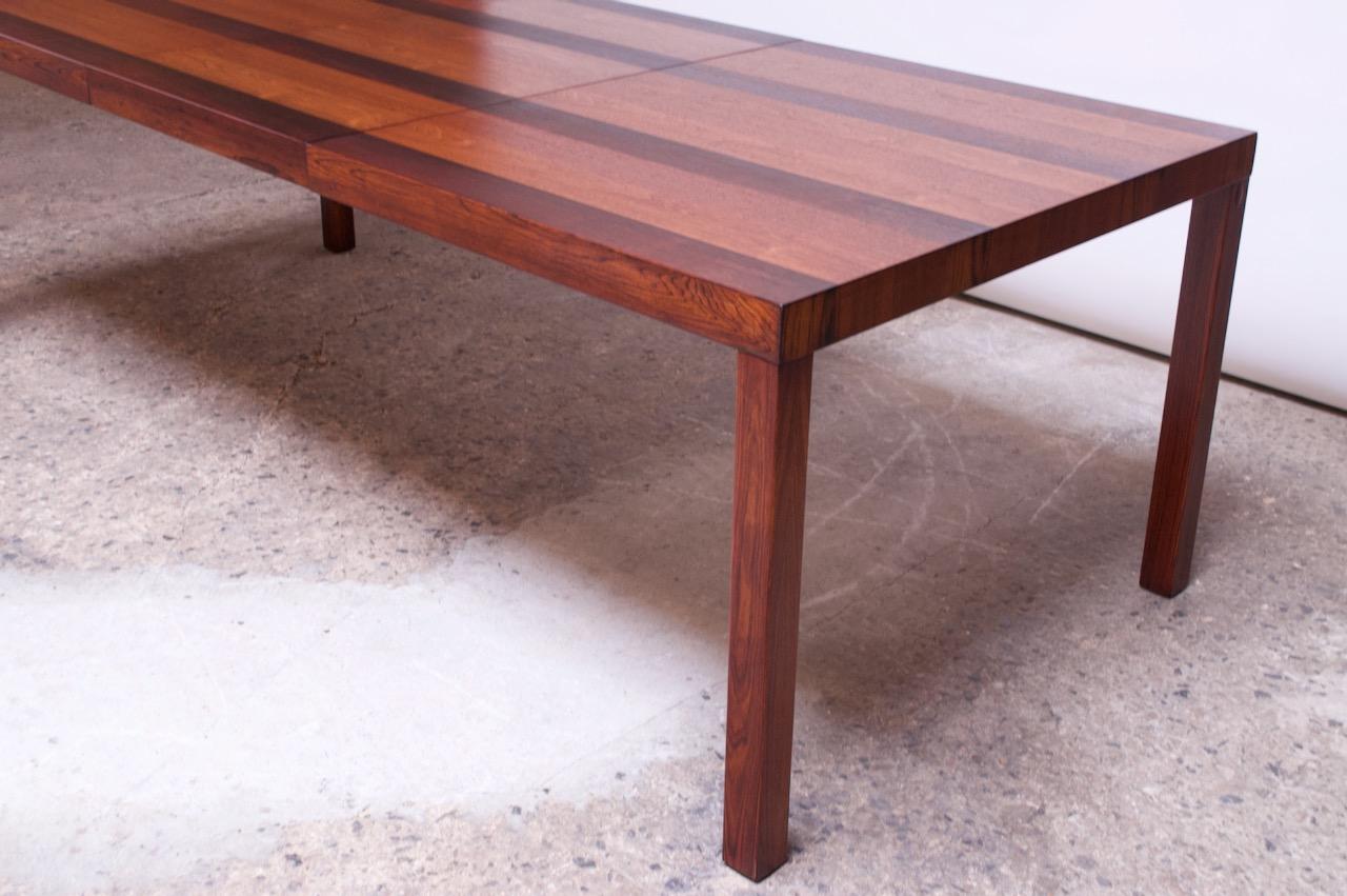 Milo Baughman Attributed Mixed Wood Expandable Dining Table for Directional 2