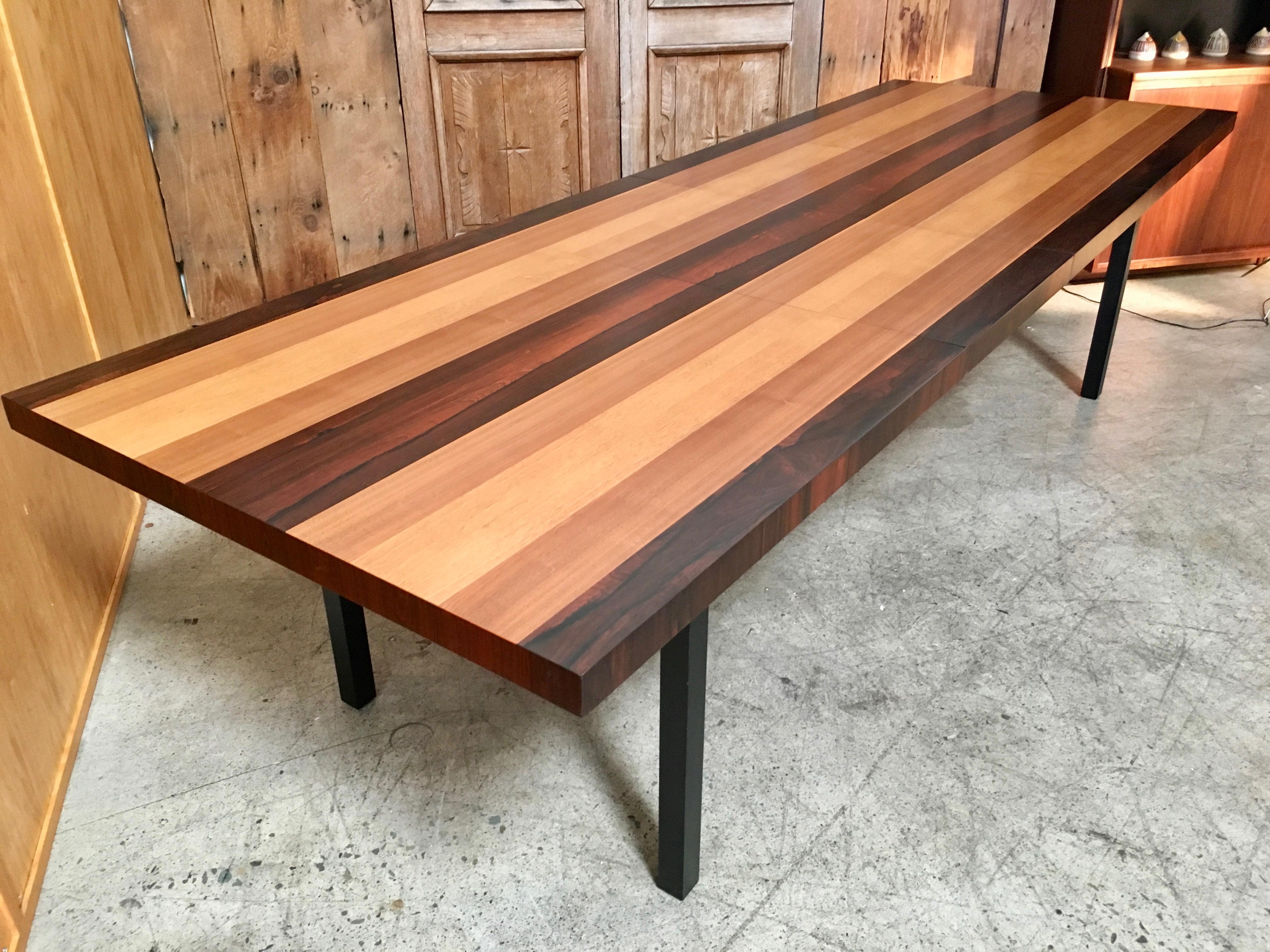 Milo Baughman Mixed Woods Dining Table for Directional 3