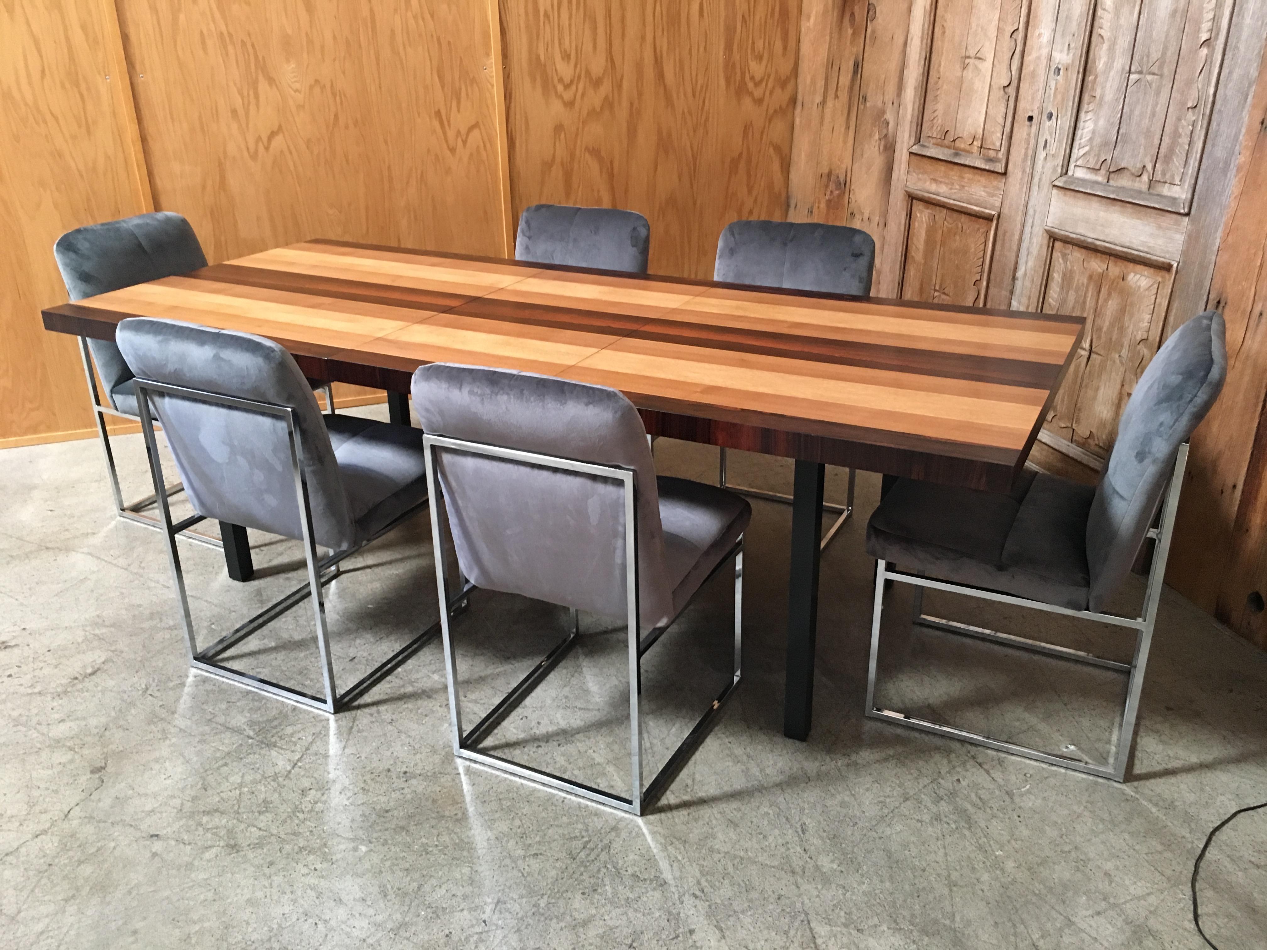 American Milo Baughman Mixed Woods Dining Table for Directional