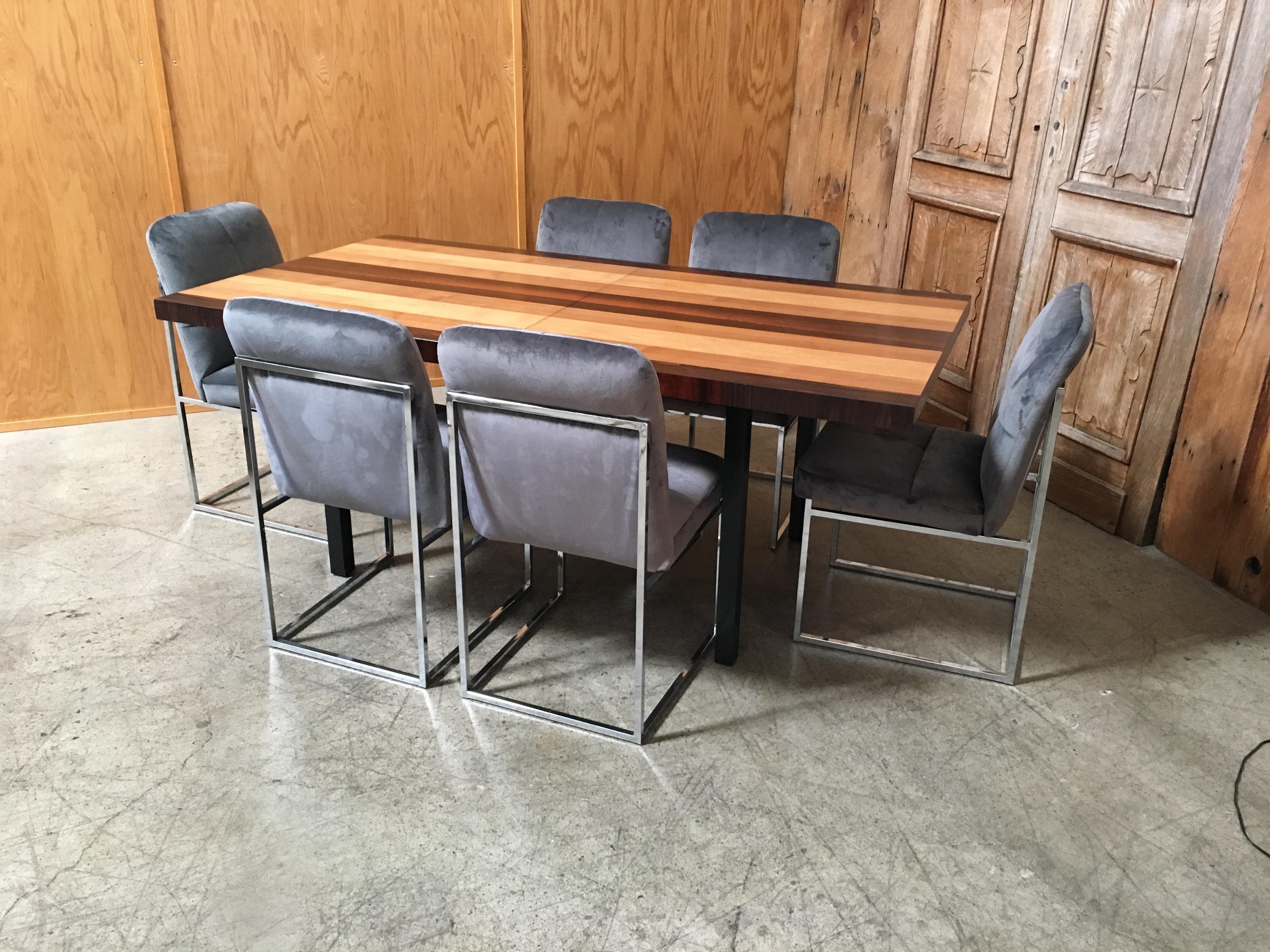 Milo Baughman Mixed Woods Dining Table for Directional In Good Condition In Denton, TX