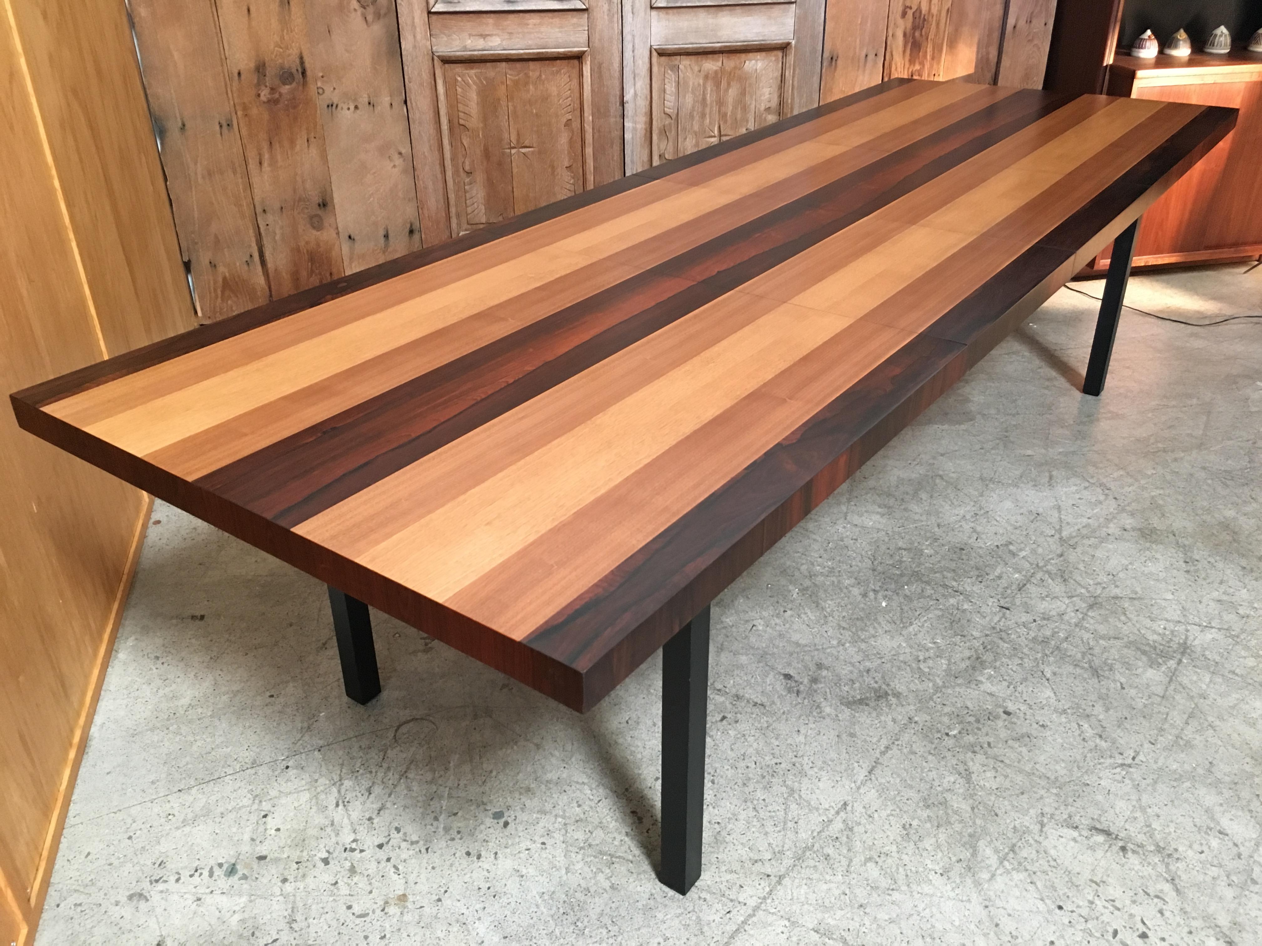 Milo Baughman Mixed Woods Dining Table for Directional 1