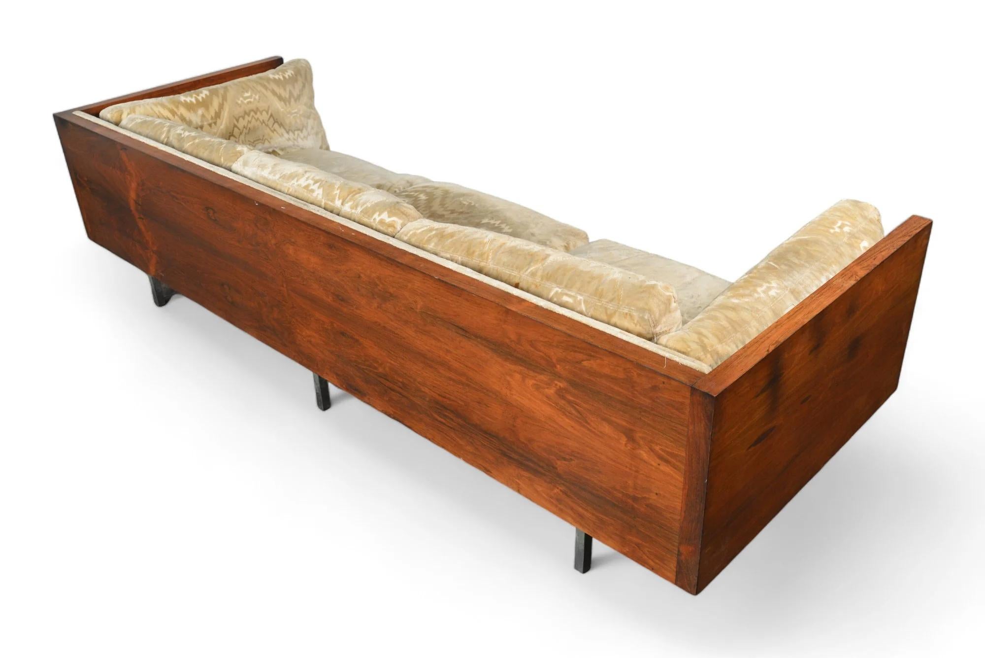 Milo Baughman Model 2165 Sofa In Rosewood + Chrome For Sale 1