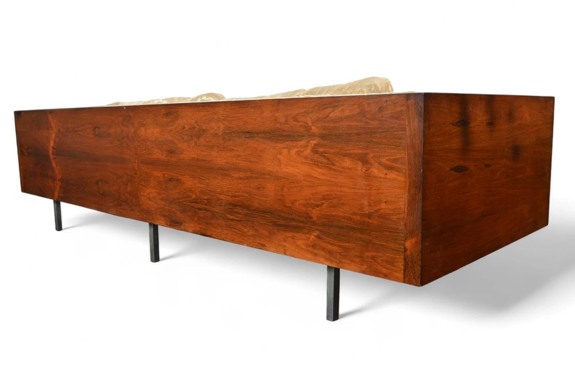 Milo Baughman Model 2165 Sofa In Rosewood + Chrome For Sale 2