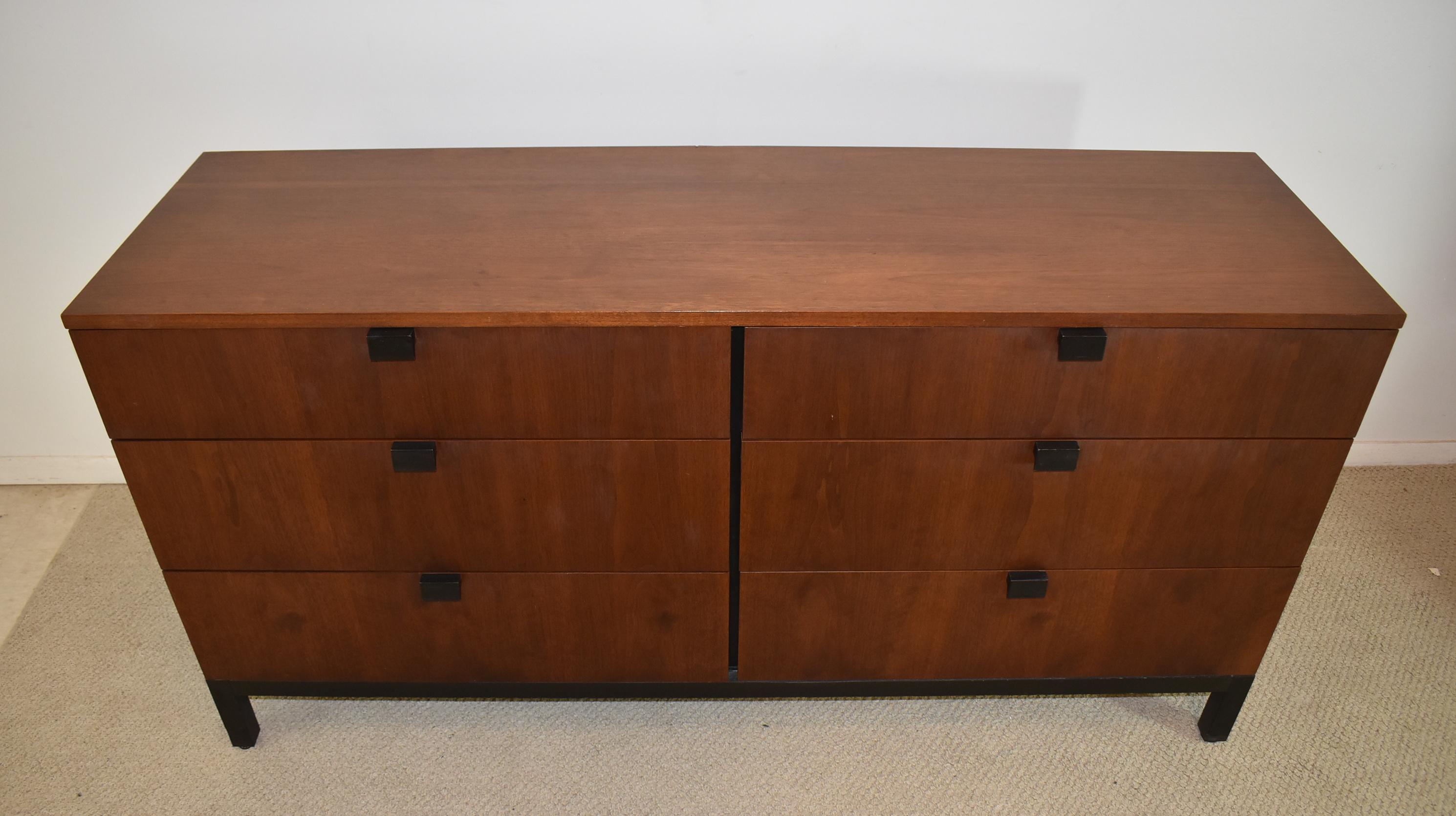 Modern Milo Baughman for directional walnut six drawer chest. Original finish. 60