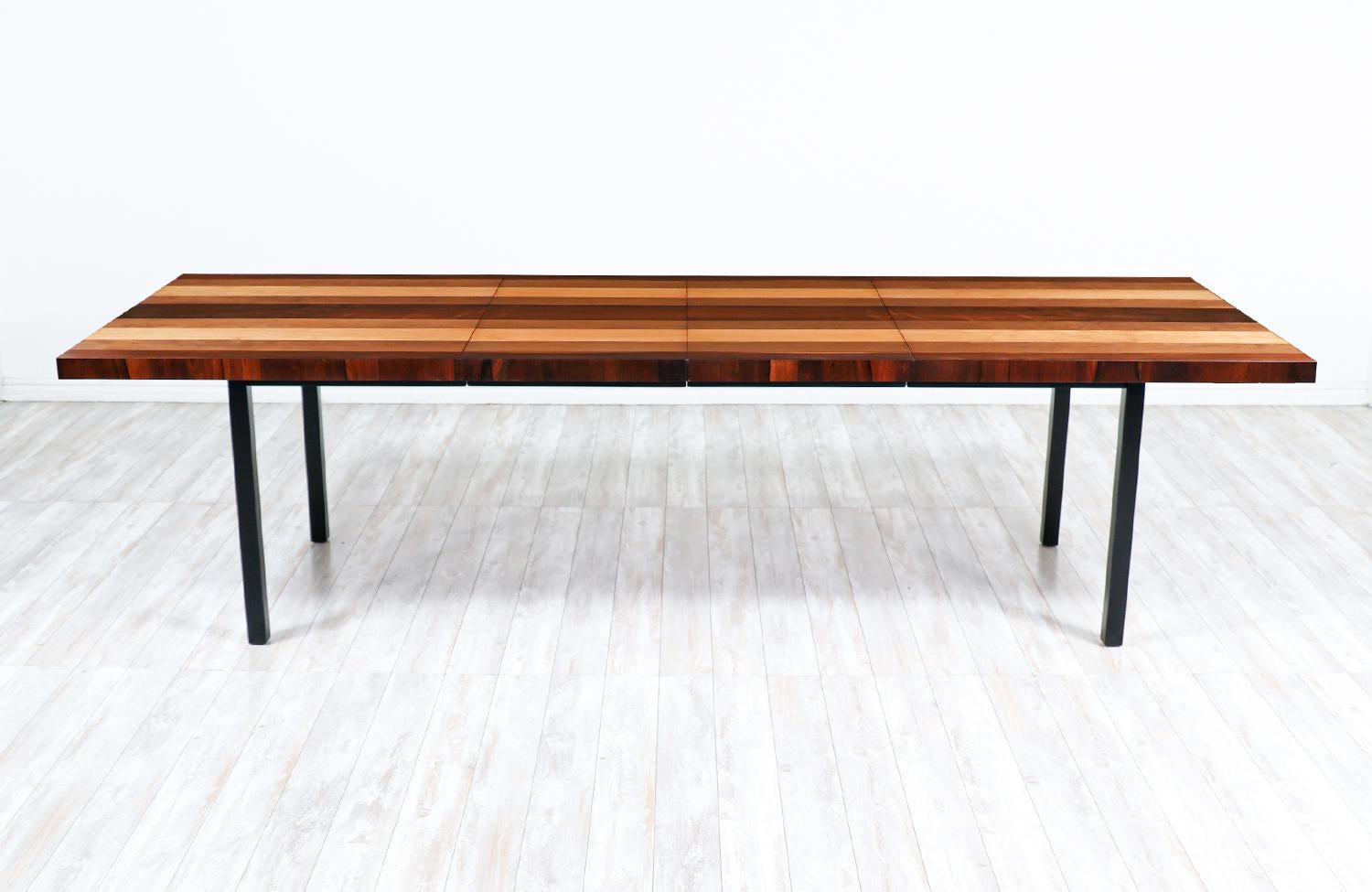 Milo Baughman Multi-Wood Expanding Dining Table for Directional  In Excellent Condition In Los Angeles, CA