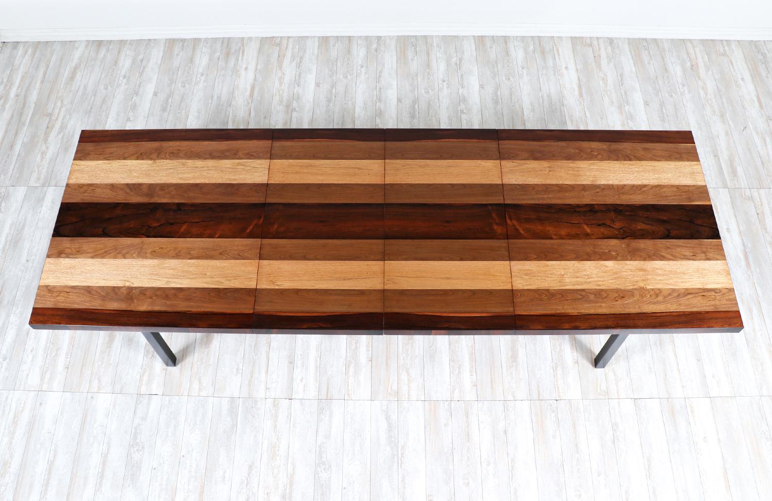 Mid-20th Century Milo Baughman Multi-Wood Expanding Dining Table for Directional 
