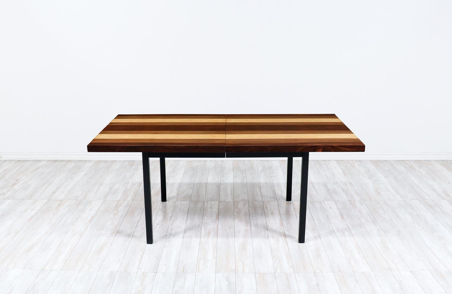 Mid-Century Modern Milo Baughman Multi-Wood Extendable Dining Table for Directional For Sale