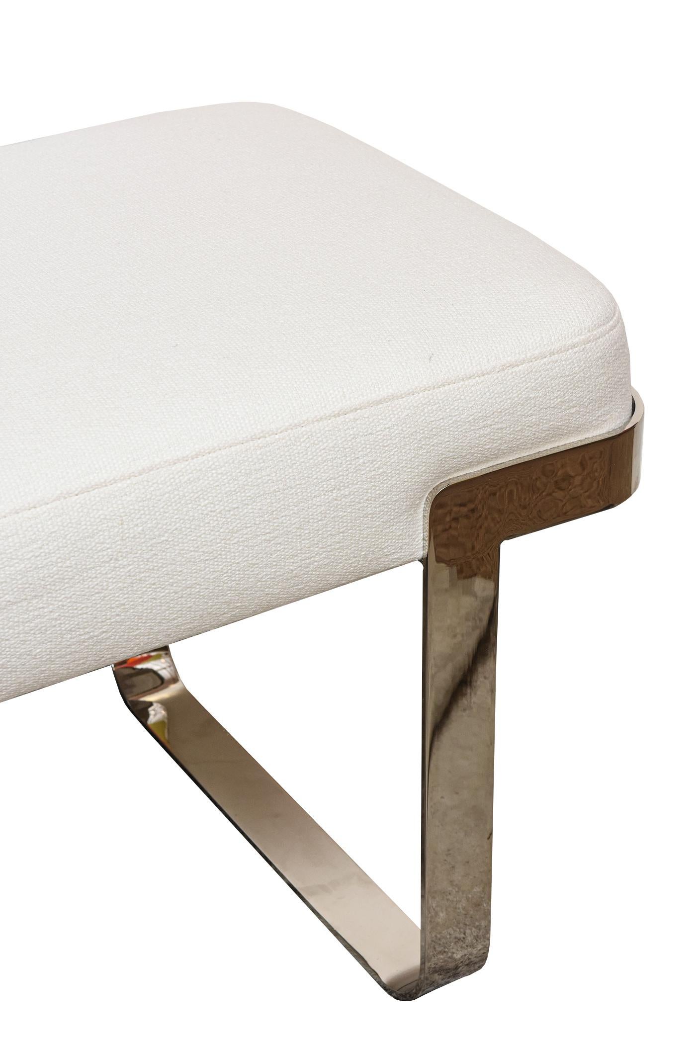Modern Tri Mark Designs Nickel Plated and Upholstered Bench Vintage