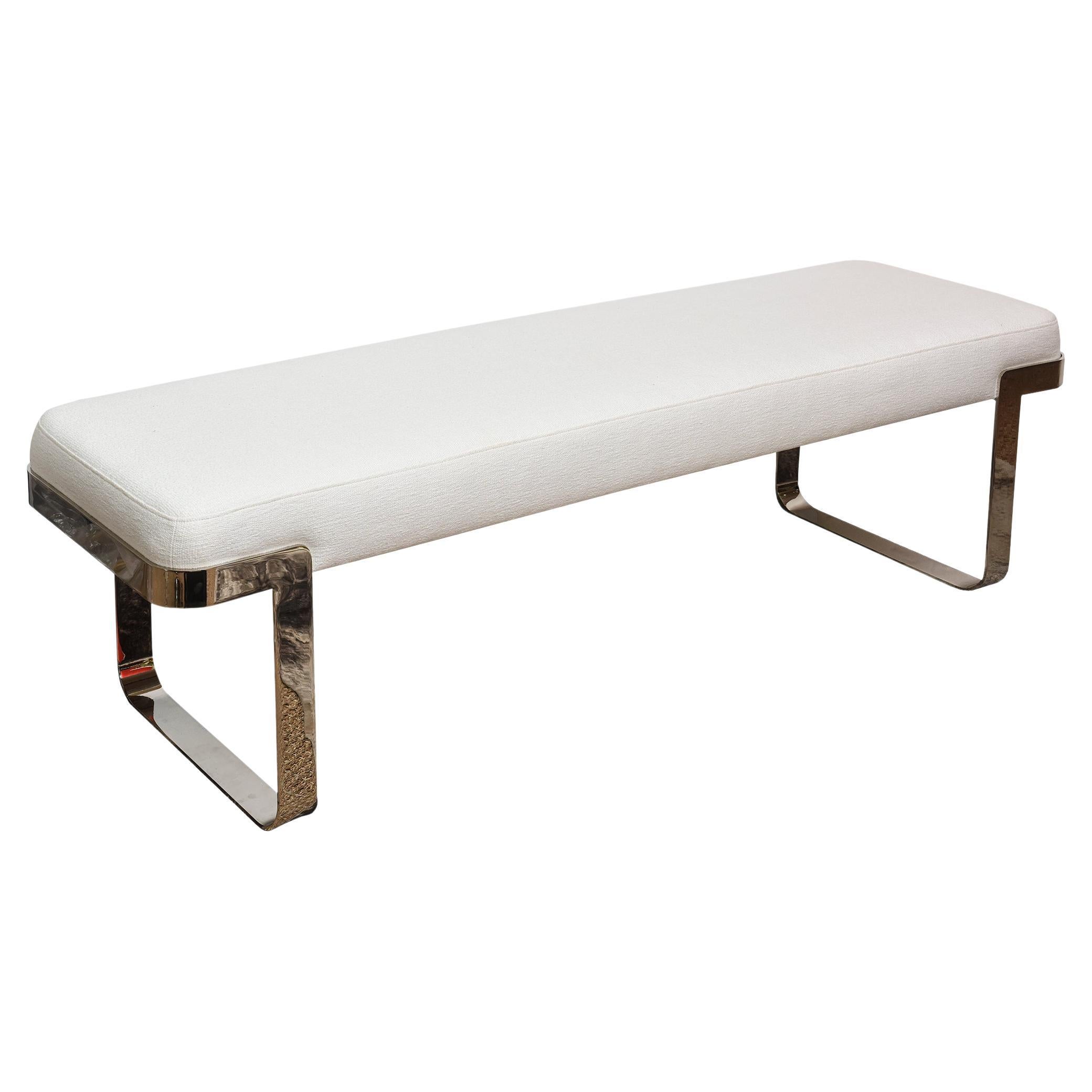 Tri Mark Designs Nickel Plated and Upholstered Bench Vintage