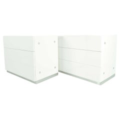 Milo Baughman Nightstands in White Lacquer