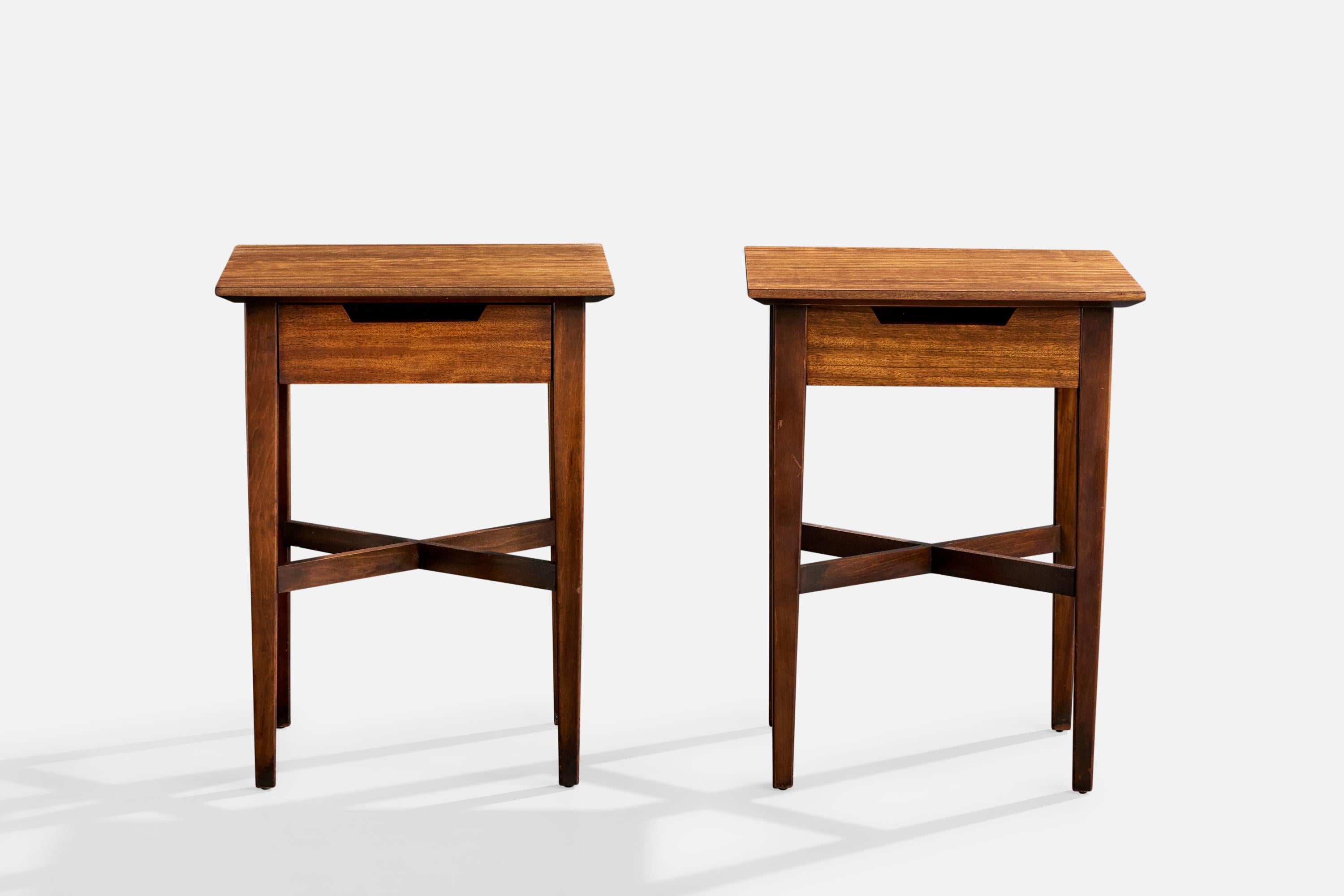 Milo Baughman, Mesillas de noche, Madera, EEUU, Década de 1950 en venta 2