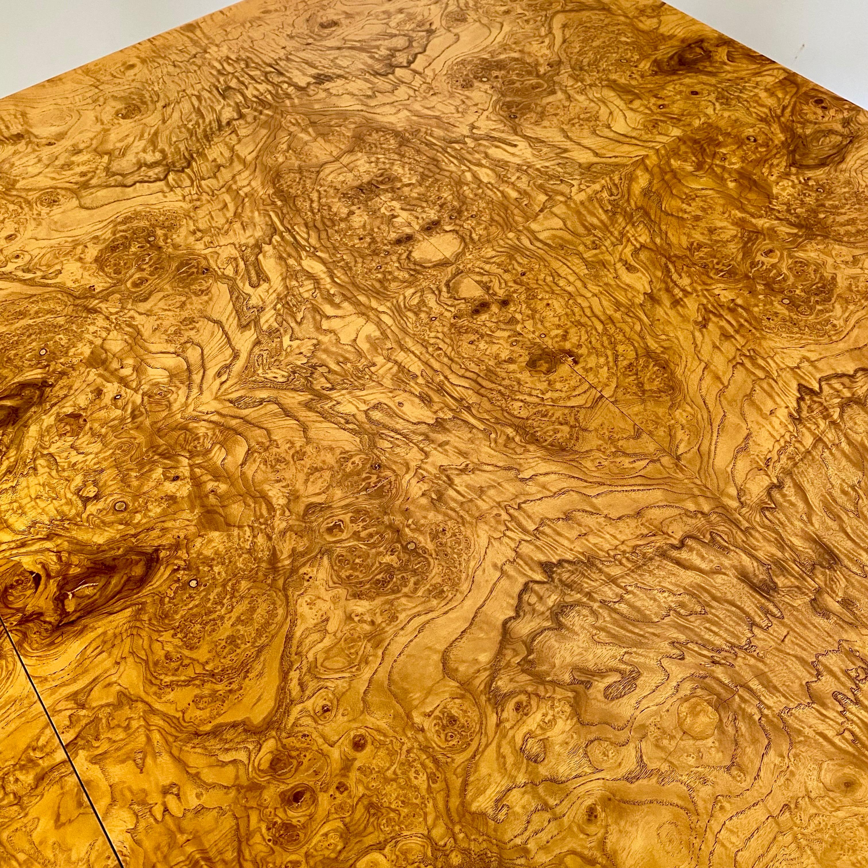 Milo Baughman Olive Burl Dining Table, Thayer Coggin In Good Condition In Raleigh, NC