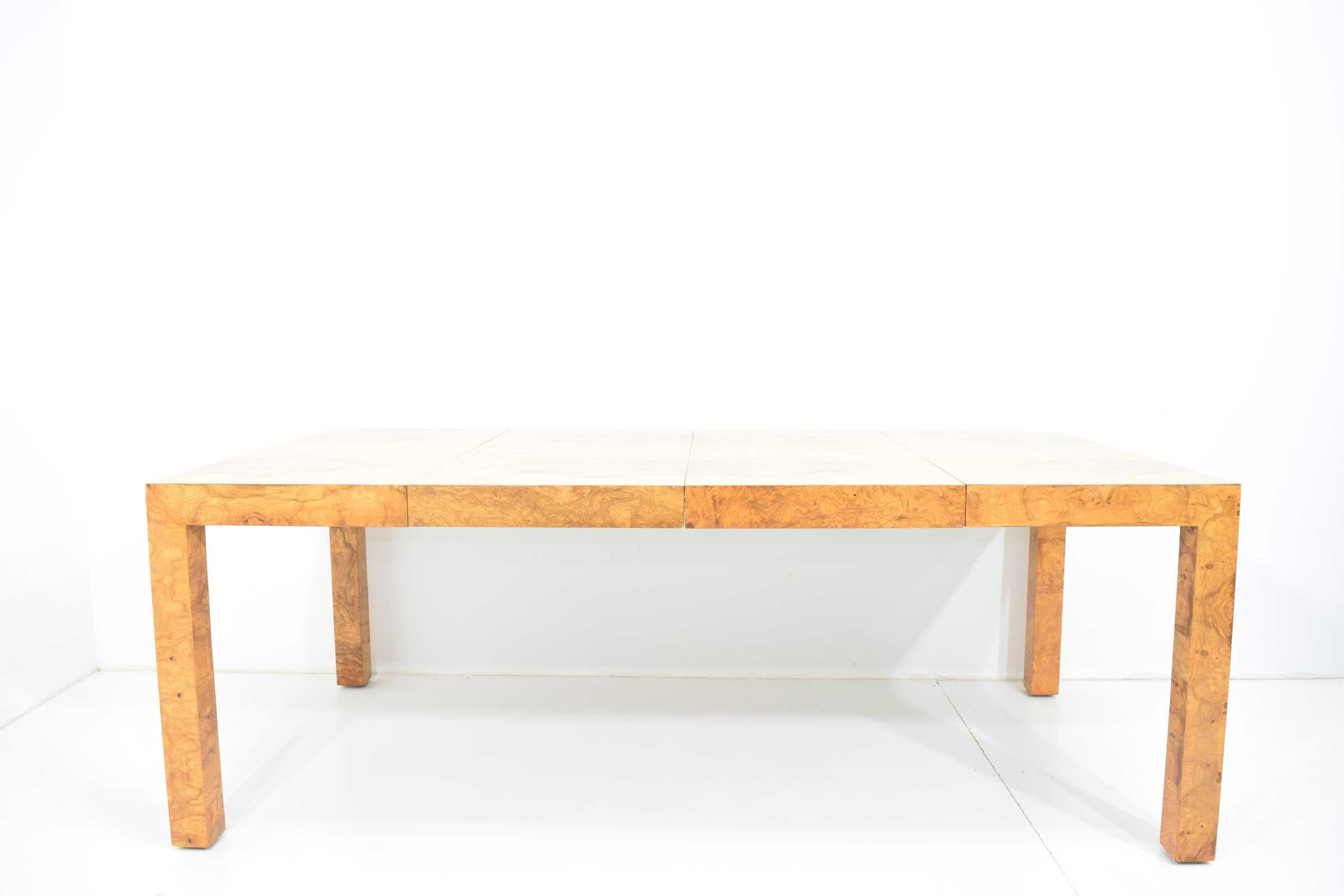 Milo Baughman Olivewood Burl Parsons Dining Table In Good Condition In Dallas, TX