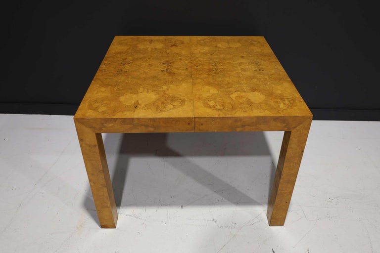Mid-Century Modern Milo Baughman Olivewood Burl Parsons Dining Table For Sale