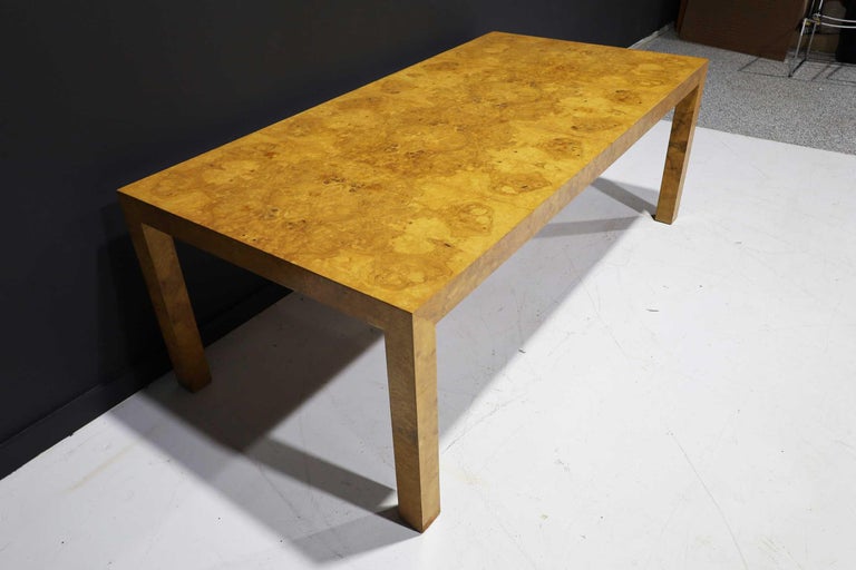 Milo Baughman Olivewood Burl Parsons Dining Table For Sale 1