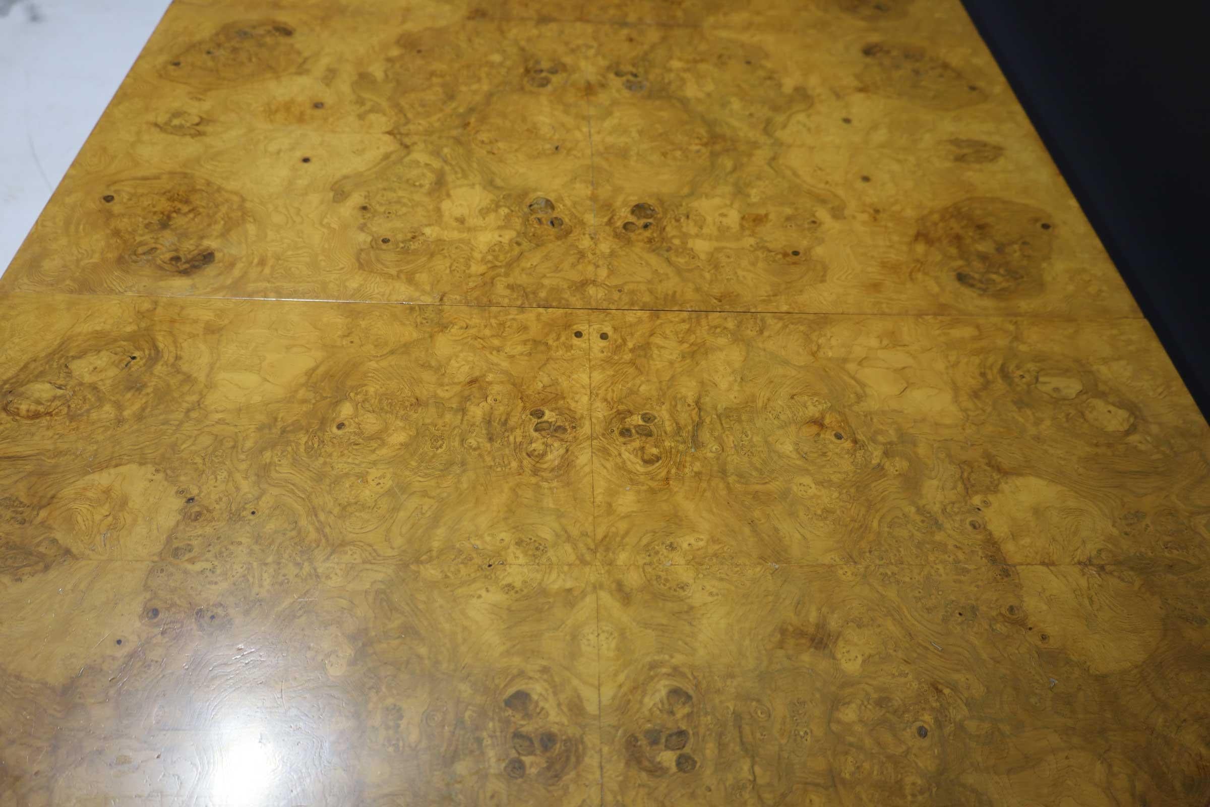 20th Century Milo Baughman Olivewood Burl Parsons Dining Table For Sale