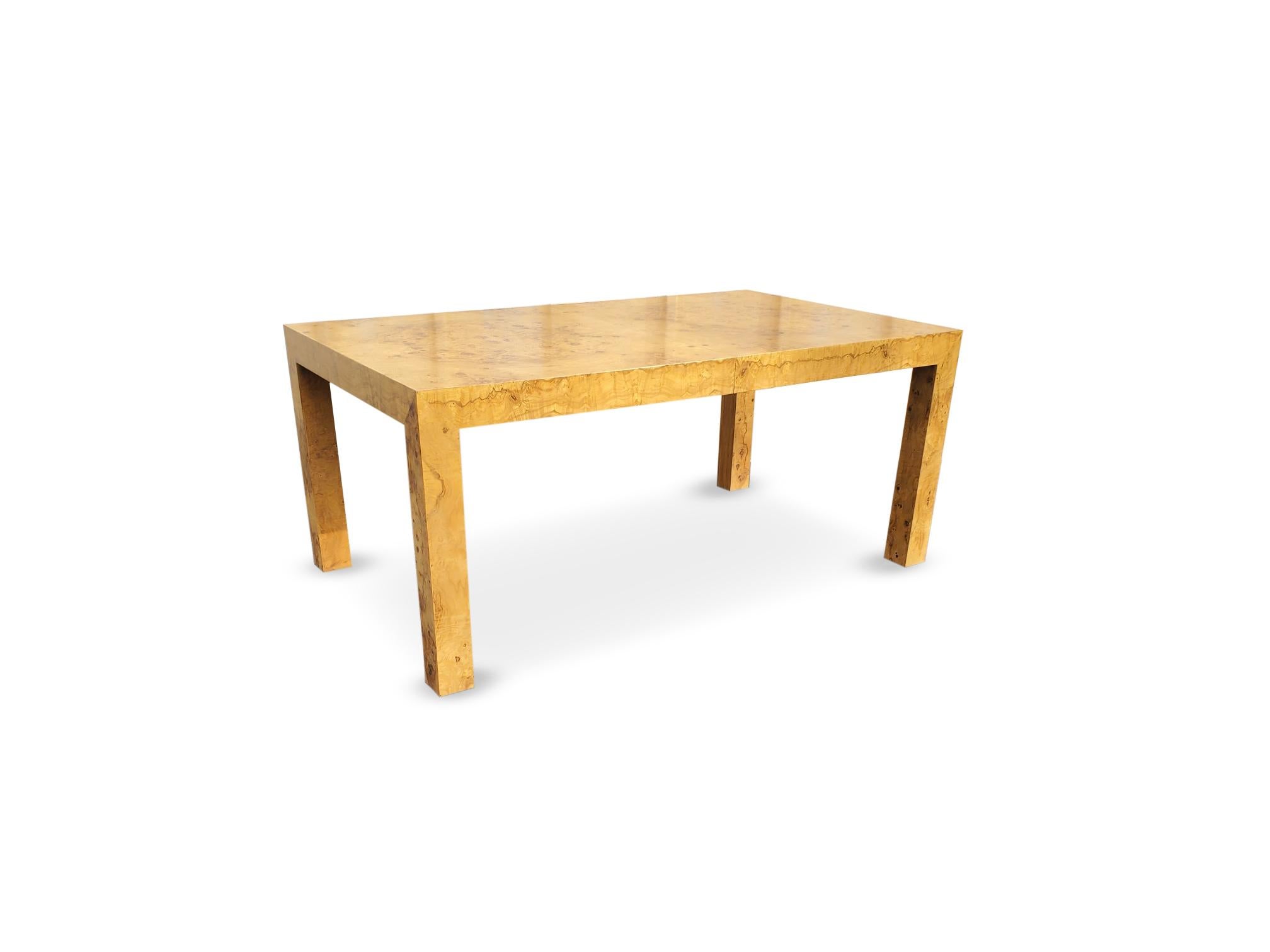 American Milo Baughman Olivewood Extension Dining Table  For Sale