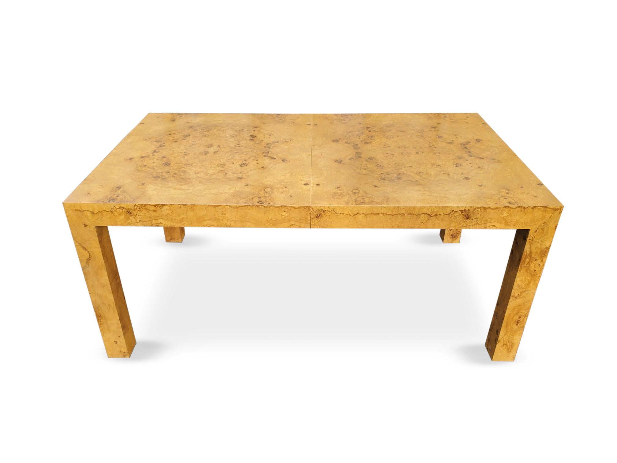 Wood Milo Baughman Olivewood Extension Dining Table  For Sale