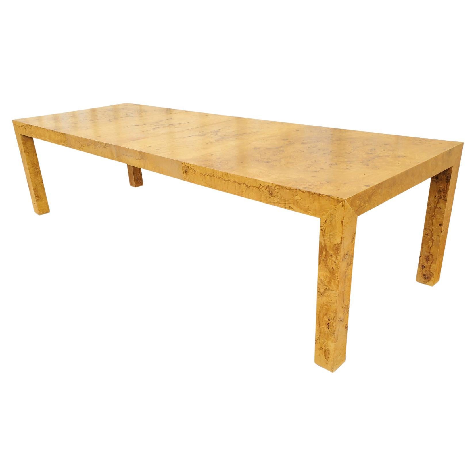 Table de salle à manger à rallonge en bois d'olivier Milo Baughman 