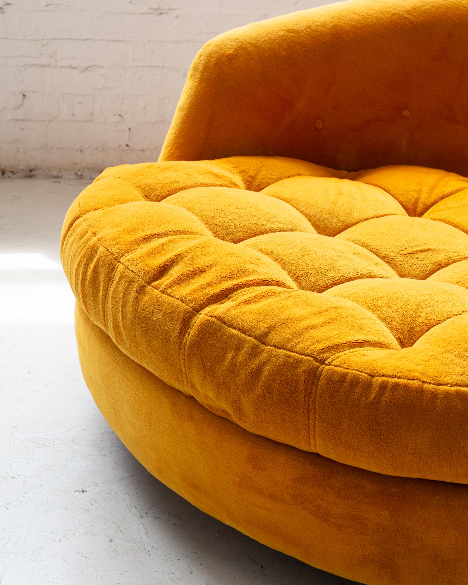 Velvet Milo Baughman Oversized Swivel Lounge Chair For Sale