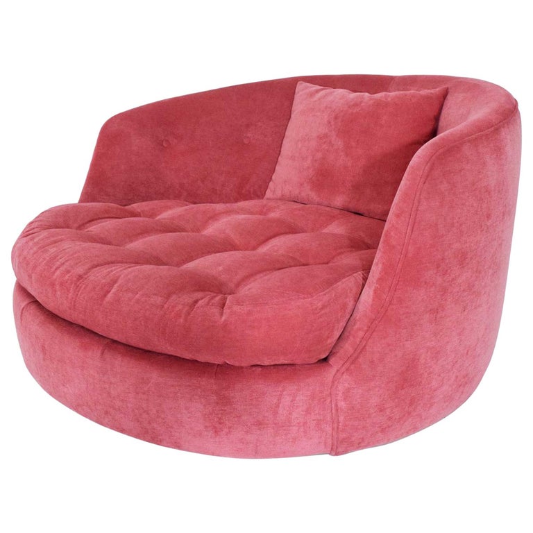 Milo Baughman Oversized Swivel Satellite Chair, Raspberry Velvet at 1stDibs  | oversized velvet chair, large velvet swivel chair, pink oversized chair