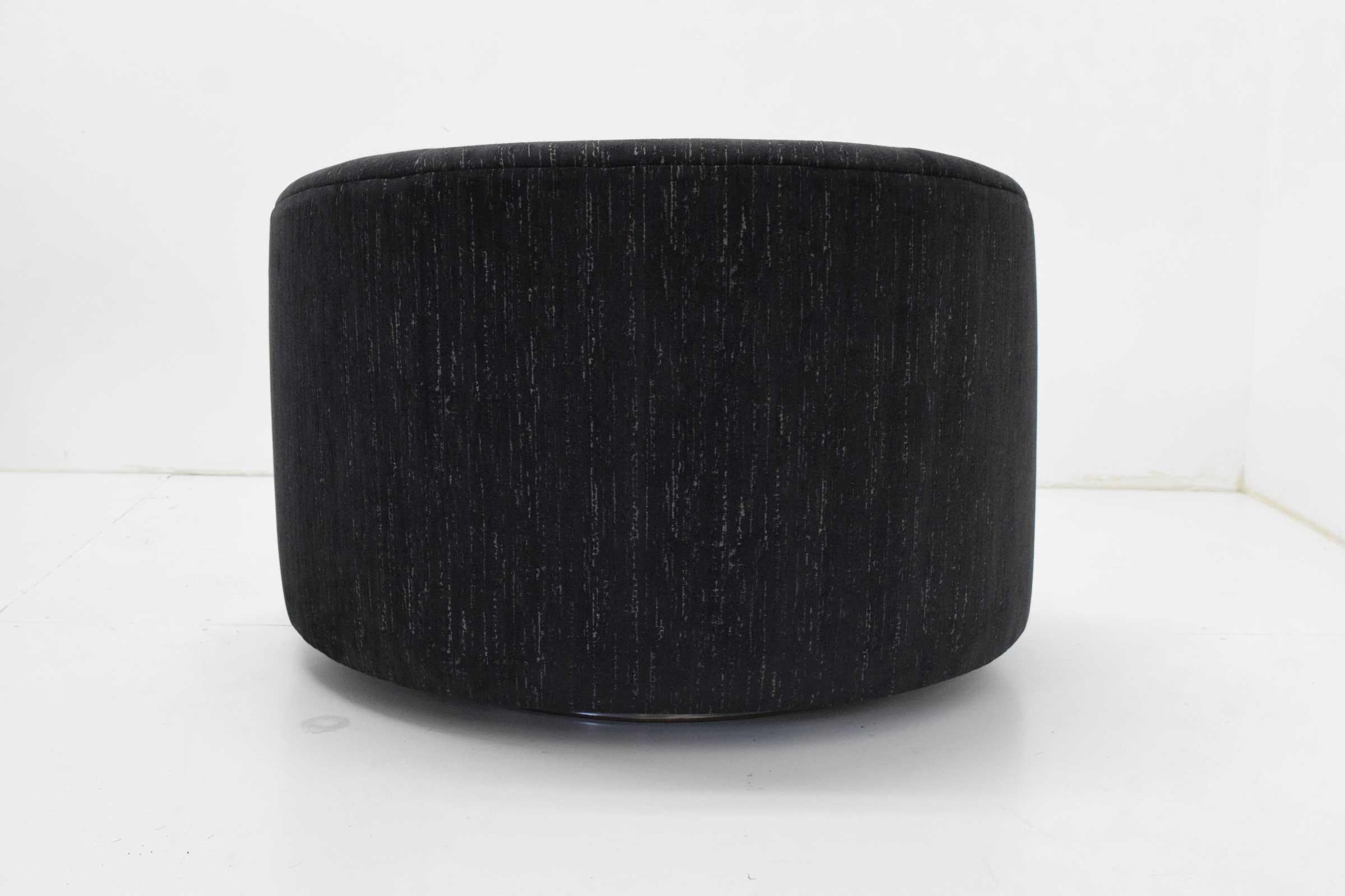 20th Century Milo Baughman Oversized Swivel Satellite Chairs, Black Cut Velvet, 1970s